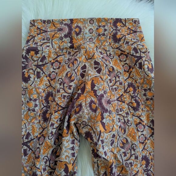 Liquido Orange Pink Purple Floral Leggings S Small High Rise Waisted - Picture 7 of 8